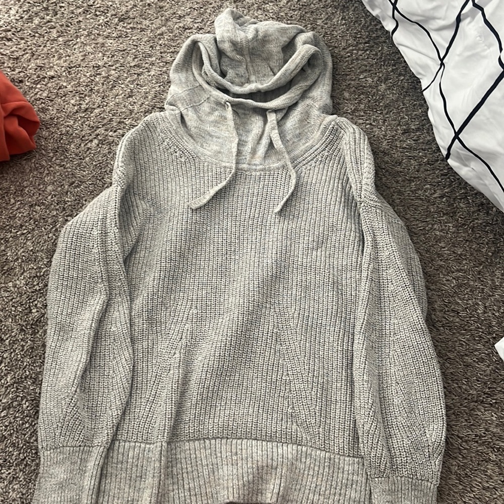 Knitted Gray Hoodie Long Sleeve